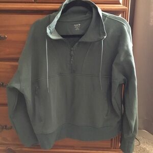 Old Navy Olive Green Quarter-Zip Pullover Sweatshirt